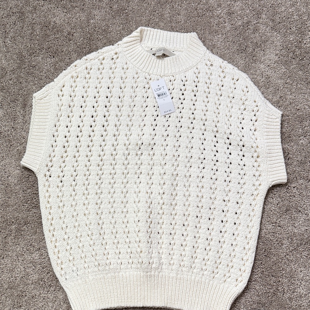 LOFT Ivory Textured Turtleneck Sweater